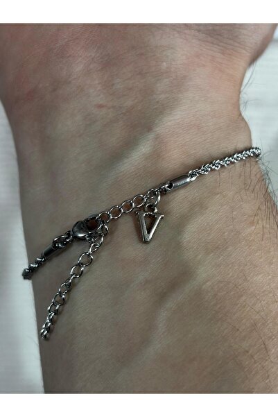 bijoux uniques سوار فولاذي للجنسين بحرف V