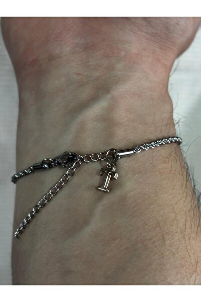 bijoux uniques سوار فولاذي للجنسين بحرف T