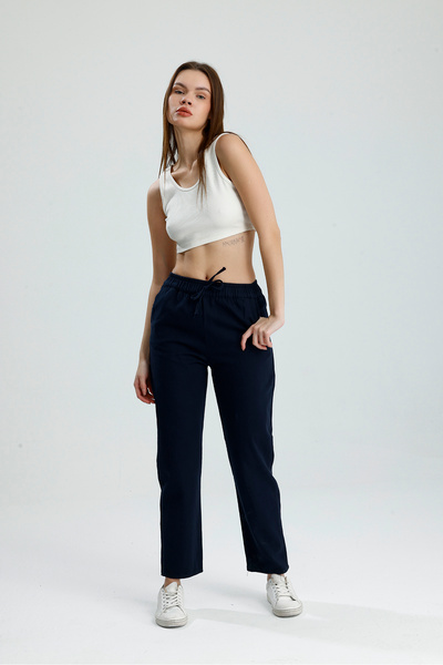 VOICTEC Pantaloni din gabardină din bumbac, lavabili, cu talie elastică