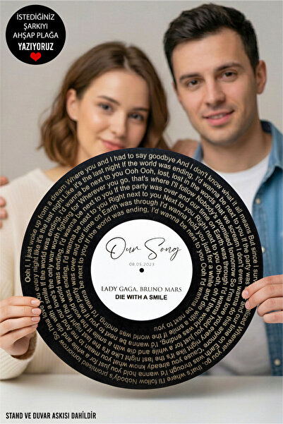 TAN ATÖLYE Kişiye Özel Ahşap Plak - Şarkı Sözlü Dekoratif Duvar Plaketi - Sev...