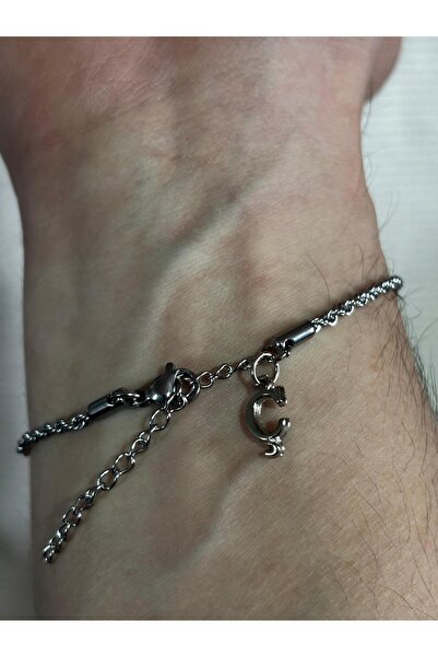 bijoux uniques سوار فولاذي للجنسين بحرف C