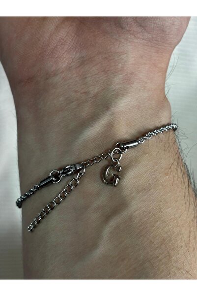 bijoux uniques سوار فولاذي للجنسين بحرف G