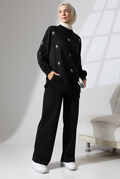 Mihran Butik قطن أسود موسمي - طقم حجاب رياضي ومريح للسيدات