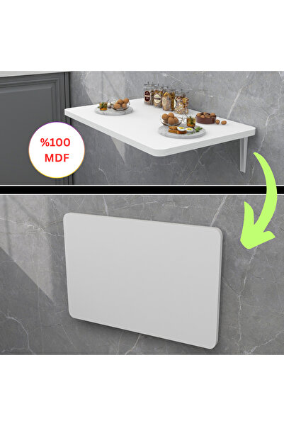 Kydonia Home 60x110 Cm Oval Köşeli Duvara Monte Kırma Katlanır Masa