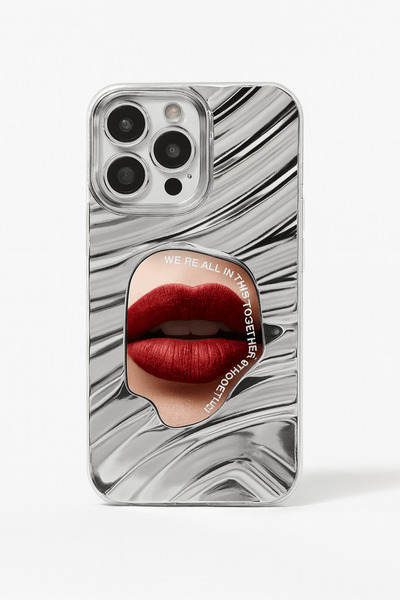 OSG iPhone 16 Pro Max Compatible Real Makeup Mirror Camera Protected Premium 3D Pattern Phone Case