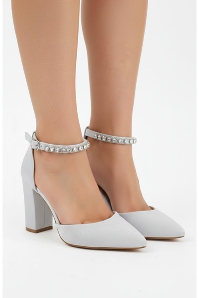 ŞAH Ασημένιο στιλέτο με χοντρό τακούνι και πέτρες στον αστράγαλο