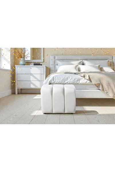 Framgan Yarmalı Puff - Makyaj Masası Pufu - Ayak Uzatma Pufu