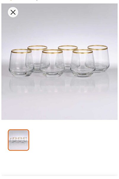 P H Panayır Home Live 6-Piece Gilded Coffee Side Water Glass Set 95 Cc