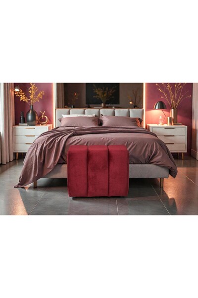 Framgan Yarmalı Puff Bordo