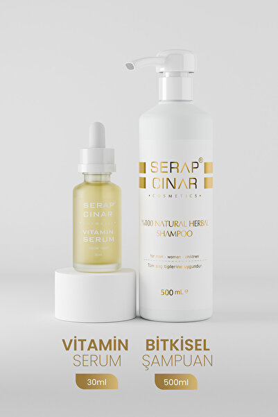 Serap Çınar Cosmetics Saç Vitamin Serum 30ml + Bitkisel Şampuan 500ml