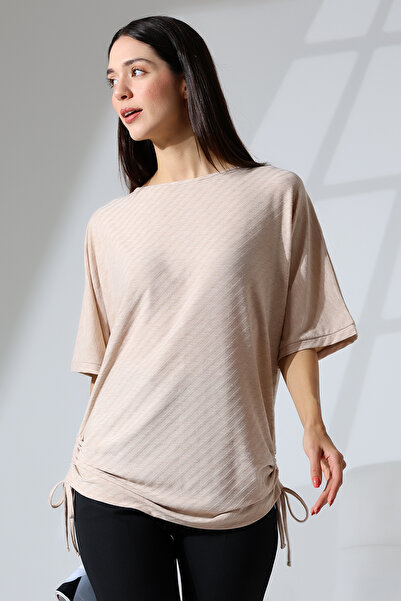 Şiir Chuy Γυναικεία μπλούζα με μαλακή υφή με μανίκια νυχτερίδας με κορδόνια σ...