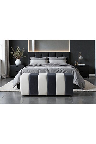 Framgan Premium Büyük Yarmalı Yatak Ucu Bench & Makyaj Masası Pufu – Modern, ...