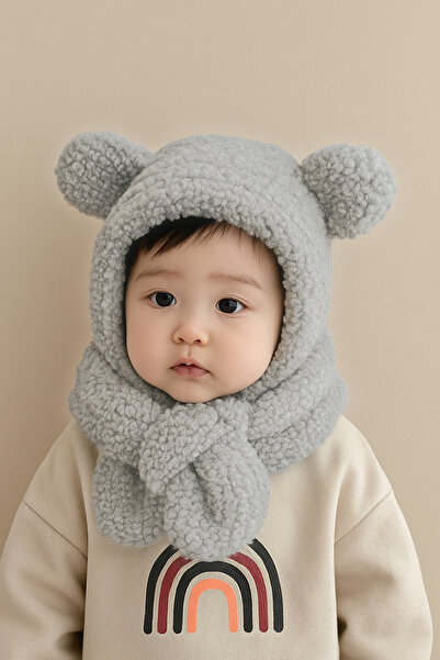 Bundera Avis Children's Hooded Plush Beanie Scarf Welsoft Neck Collar Windproof Ear Hat