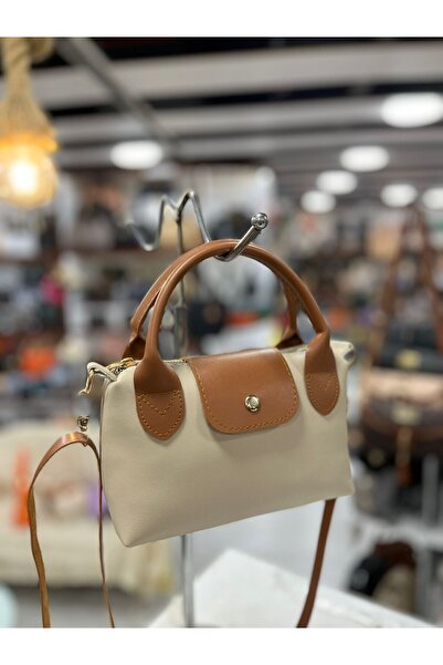 Home Kadın Suni Deri Saplı Küçük Boy El Ve Omuz Çantası Bej Vizon