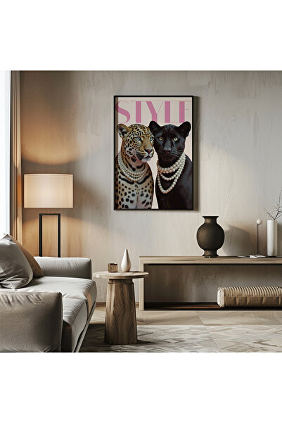 Esci Design Tablou cu model leopard înrămat - Tablou de lux - Artă de perete ...