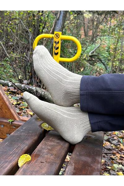 Aslan Winter Combed Cotton Soldier Socks - Khaki 3 Pairs