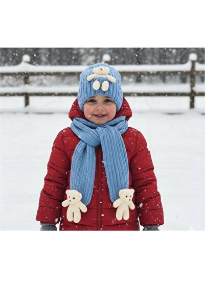 EXTRAÇARŞI Set eșarfă și beretă pentru fetiță cu ursuleț 4/14 ani