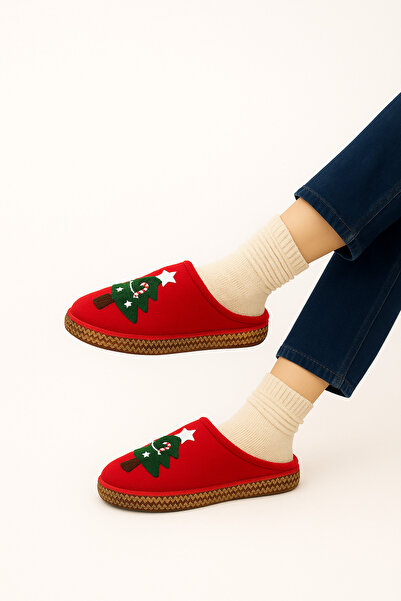 ALB TERLİK AYAKKABI SAN. TİC. LTD. ŞTİ. Yılbaşı Ağaçı İşlemeli Kadın Ev Terli...