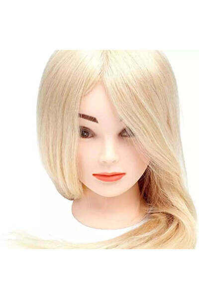 Cosmeticos Cap de manechin pentru practică, 100% păr, poate fi ondulat și îndreptat, 55-60 cm - Blond