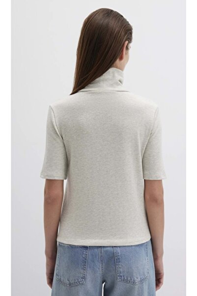 Mavi M1613613 Short Sleeve Pullover Turtleneck T-Shirt Women's T-Shirt Beige