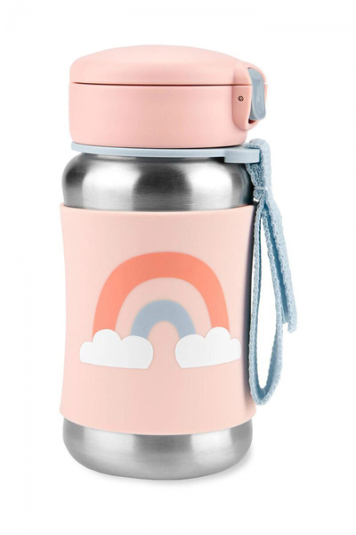Skip Hop Zoo Stainless Steel Water Bottle with Straw 350 ml Rainbow