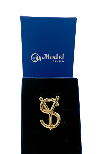 model aksesuar Ys Özel Tasarım Detaylı Gold Broş