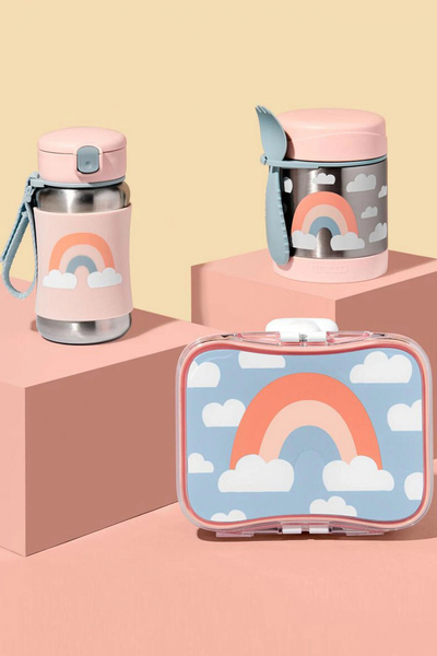 Skip Hop Zoo Stainless Steel Water Bottle with Straw 350 ml Rainbow