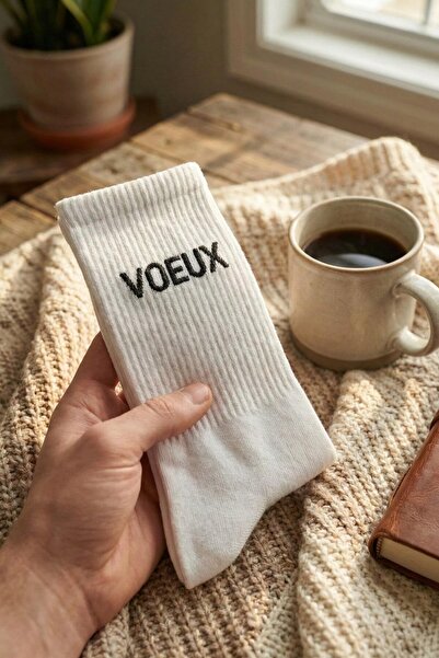 LYKOS Дамски бели памучни чорапи с принт, пакет от 2 чифта