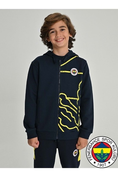 Fenerbahçe S.K. 25/26 Tribün All Over Baskı Çocuk Sweatshirt LACİVERT
