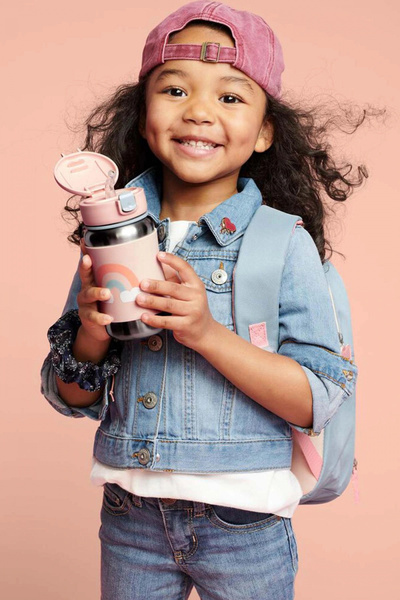 Skip Hop Zoo Stainless Steel Water Bottle with Straw 350 ml Rainbow