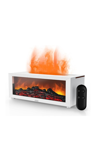 NEXTLY Umidificator de aromaterapie tip șemineu culoare alba cu efect de flacără, RGB, 150 ml, USB-C