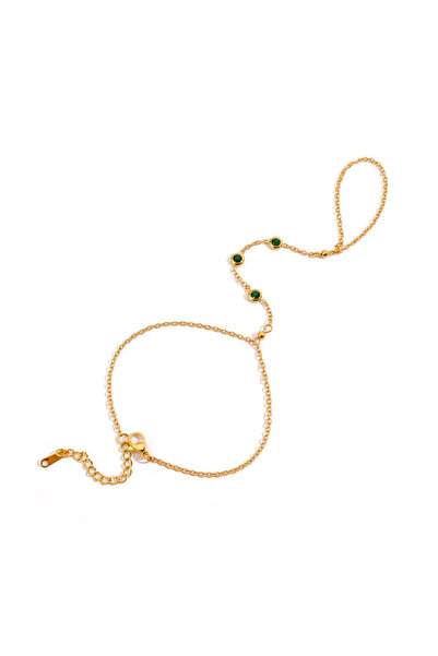 Ayla Brățară-inel ISLA cu pietre verzi