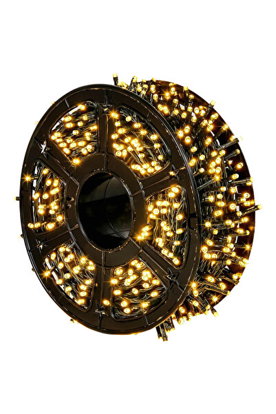 PORKY Instalatie Craciun 100m, LED Alb Cald, Fir Negru, 8 Jocuri, IP44