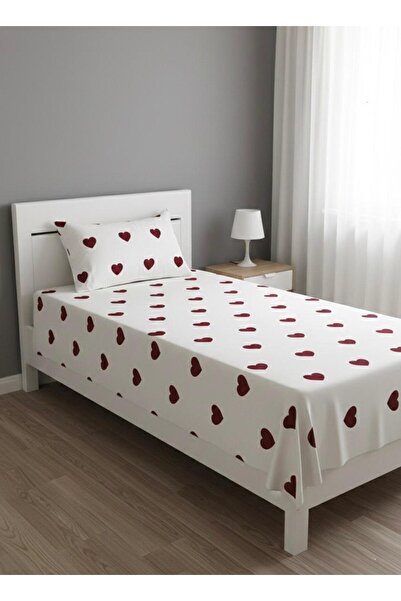 üntaş Single Elastic Sheet and Pillowcase with Heart - 1 Piece