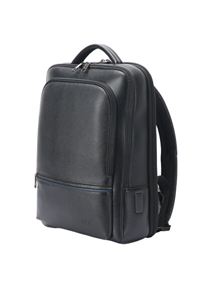 6AM Ceremony Genuine leather backpack, black, for office and travel