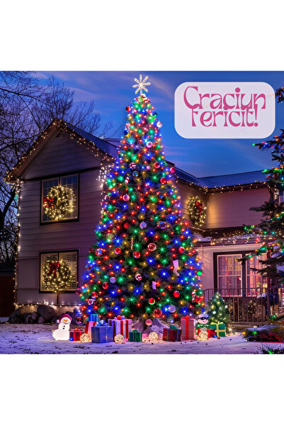 GARDEON Instalație Crăciun 100m, LED, Multicolor, Fir Negru, 8 Jocuri, IP44