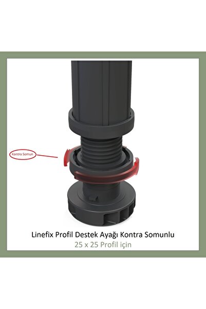 Adilon Picior de susținere a profilului Linefix cu piuliță contrarotativă (PENTRU PROFIL 25X25) M6