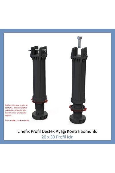 Adilon Picior de susținere a profilului Linefix cu piuliță contrarotativă (PENTRU PROFIL 20X30) M6