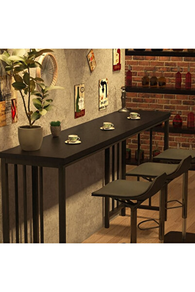 HNC HOME HNCHOME Mutfak Masası Bar Masası Dresuar Makyaj Masası Konsol Raf Peteküstü Raf Metal Ayak BarMasası