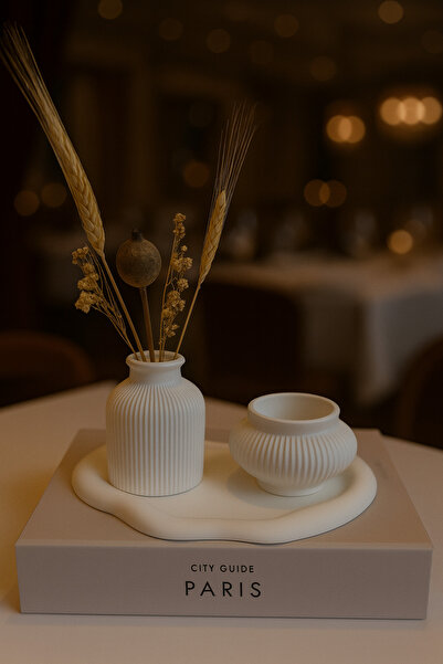 Zigzag Home Decorative 3 Piece Cloud Plate and Vase Candle Holder Set Bohemian Style Design Set of 3