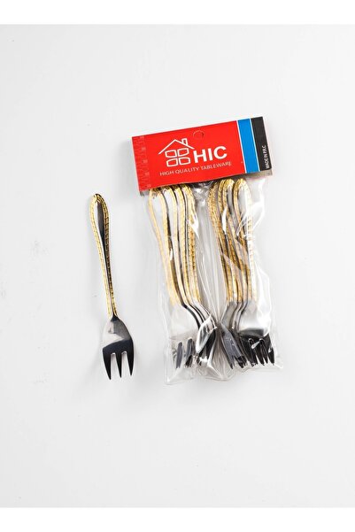 HIC طقم شوكة حلى من الاستيل المقاوم للصدأ مكون من 12 قطعة