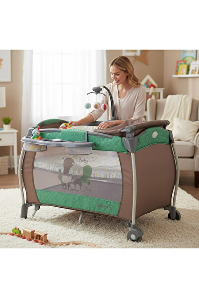 Baby Care Foldable Baby Crib with Rocker, Baby Playpen Baby Care™ PRO FRW