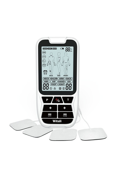 WOLLEX Witali 2 Kanallı 4 pedli Fizik Tedavi Tens Cihazı Dijital Portatif Tens, Ems, Masaj Cihazı