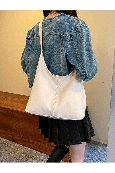 HAPBUY Γυναικεία τσάντα ώμου LUNA Κρεμ Μαλακή εσωτερική και εξωτερική υφή Ποιοτική κατασκευή