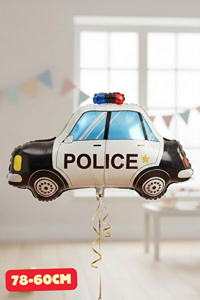 Baloncu Nene Polis Arabası Police ArABA Folyo Balon Doğum Günü Folyo Balon Ka...