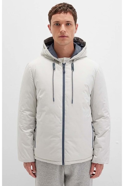 Mavi 0110352 Hooded Inflatable Coat Men's Coat Stone