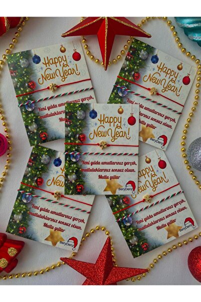 BeryDenz 5 Adet Şans Yoncalı Yılbaşı Bilekliği Seti(KARTLI+HEDİYE PAKETLİ)