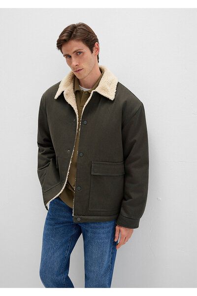 Mavi Faux Fur Detailed Green Jacket Oversized / Wide Cut 0110080-86764