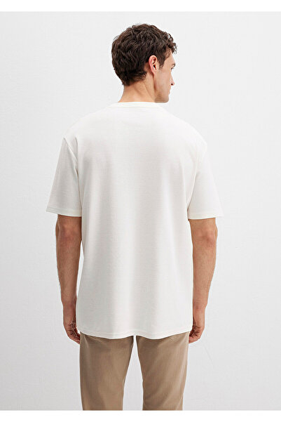 Mavi Ecru T-Shirt mit Logo-Print, Loose Fit / boler Schnitt 0613250-70057