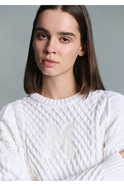 Mavi M Logo Crop Ecru Sweater Loose Fit / Relaxed Fit 1710796-80194